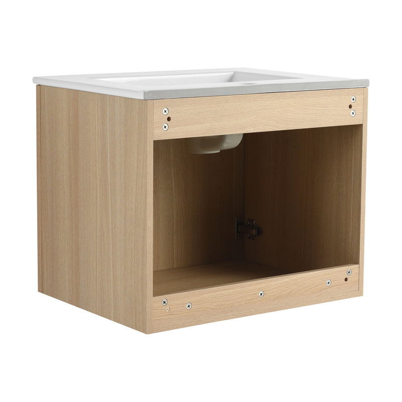 Wall Mounted Bathroom Vanity With Ceramic Sink And 2 Soft Closing Doors