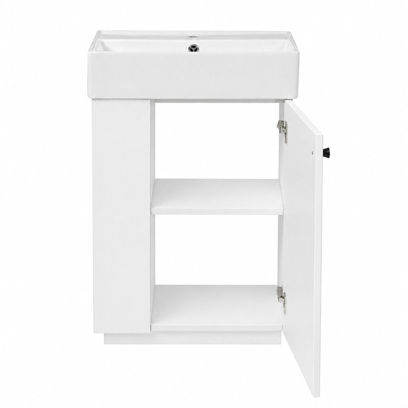 Bathroom Vanity With Sink, Freestanding Wood Grain Cabinet With Storage