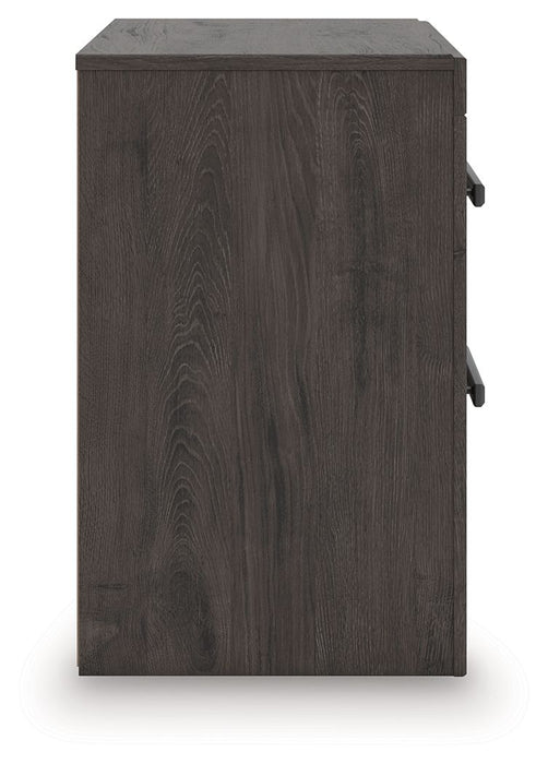 Prendonea - Two Drawer Night Stand - Charcoal