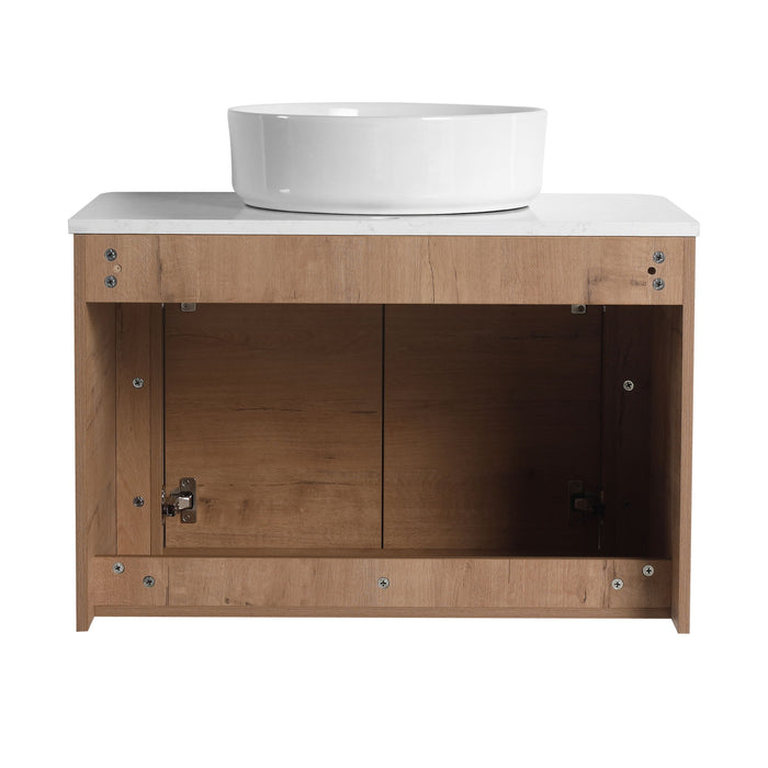 Wall Mounted Bathroom Vanity With Art Sink, 1 Storage Shelf, 2 Soft Close Doors
