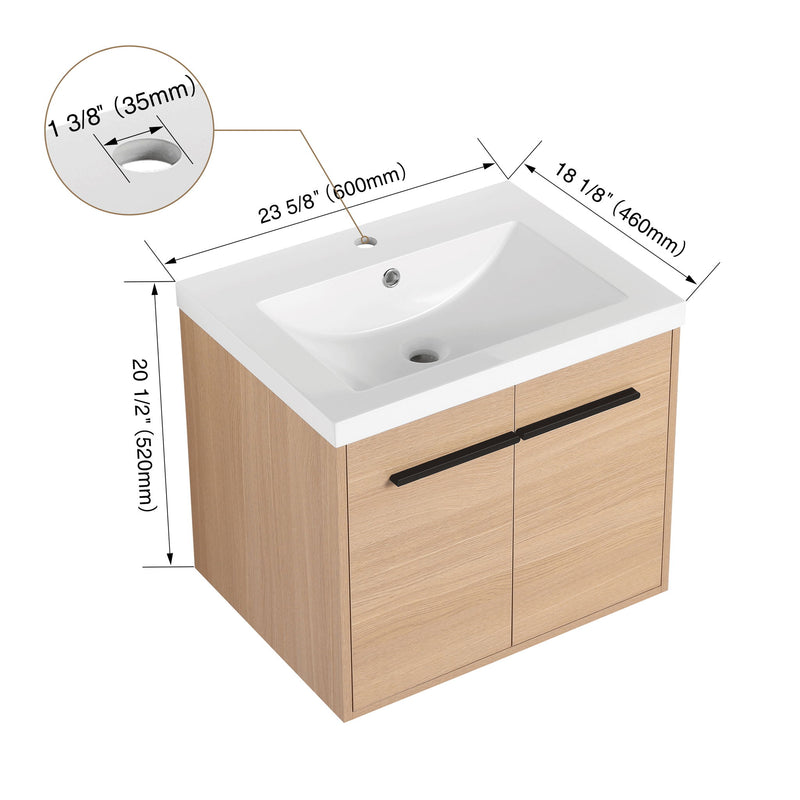 Bathroom Vanity Set With Resin Countertop Sink, 2 Doors