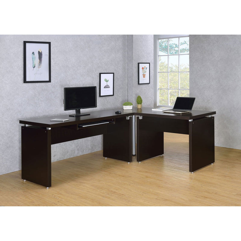 Ulloa - L Shaped Office Desk With Slide Out Keyboard Tray And Storage Drawers - Cappuccino