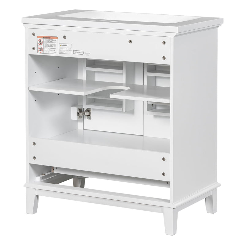 30" Bathroom Vanity With Sink Combo Undermount Sink, Cabinet With Doors And Drawer - White