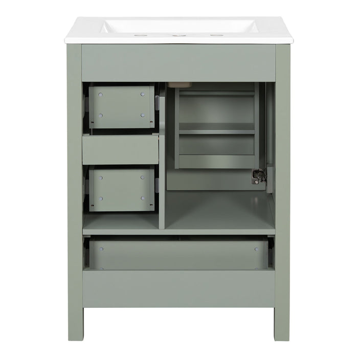 Bathroom Vanity With Sink, Soft-Close Doors, Double-Layer Shelf And 3 Drawers