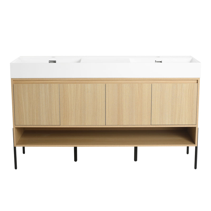 Modern Bathroom Vanity Combo With Single Resin Sink And Storage Cabinet