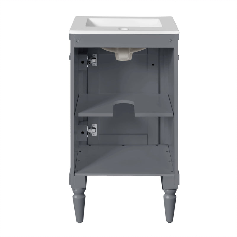 Bathroom Vanity With Sink, Storage Cabinet With Door, Drop In Sink, Compact Freestanding Design