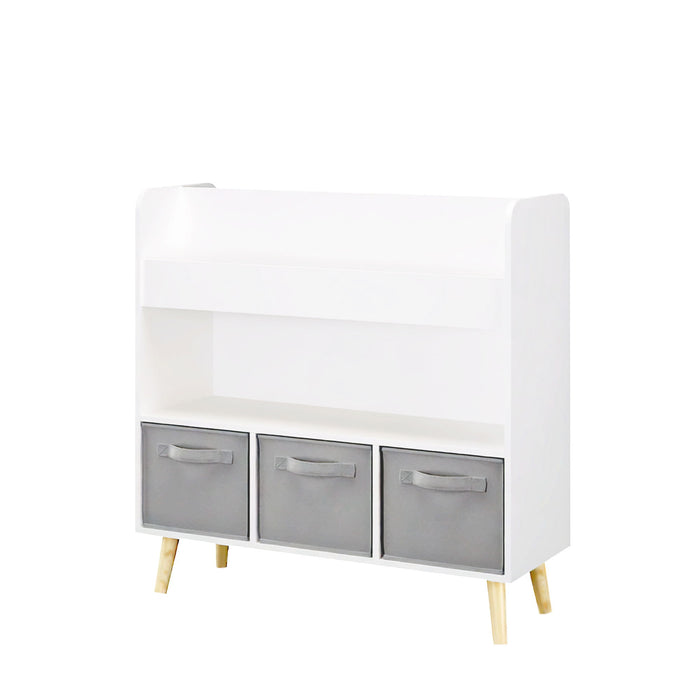 Bookshelf With 3 Bins, Storage Shelf For Toys And Books