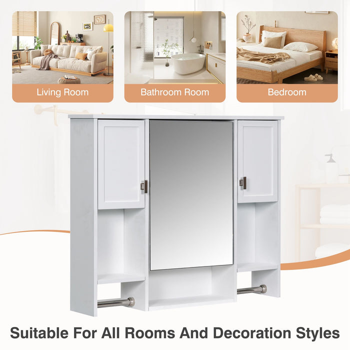 Wall Mounted Bathroom Storage Cabinet With Mirror, Medicine Cabinet With Towel Bar