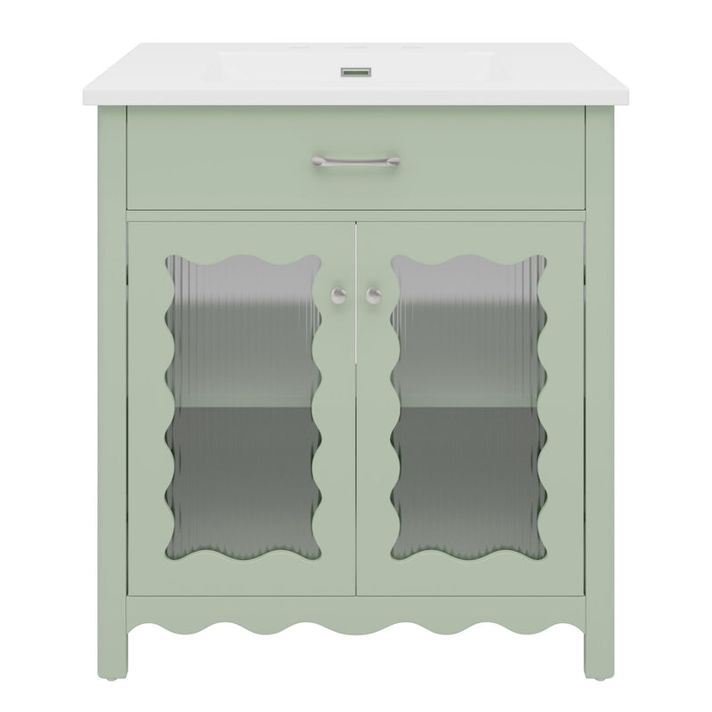 Modern Bathroom Vanity With Tempered Glass Doors