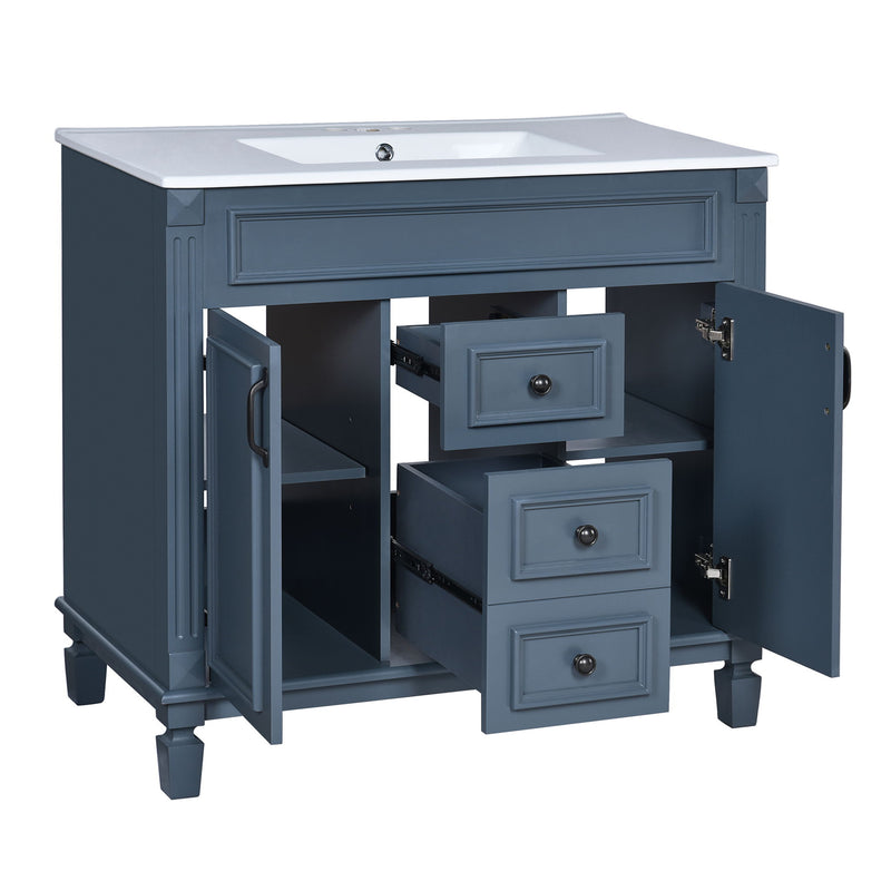 Bathroom Vanity With Top Sink, Cabinet With 2 Soft Closing Doors And Drawers