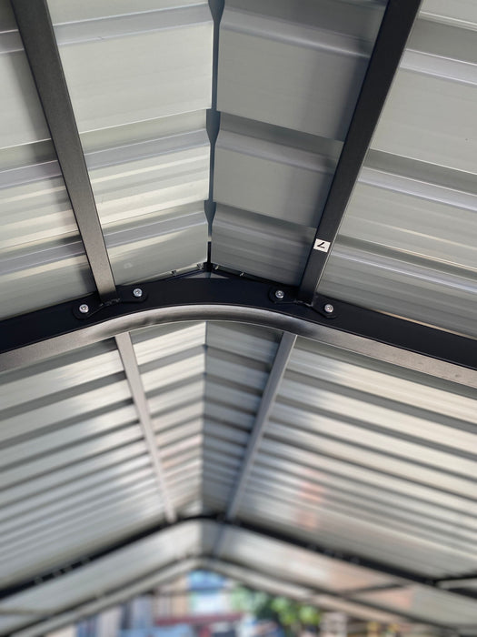 Metal Carport 12 X 20 Ft Heavy Duty With Galvanized Steel Roof Metal Garage Canopy With Galvanized Steel Roof & Frame Car Tent Outdoor Storage Shed For Car Boats And Truck - Alabaster / Dark Gray