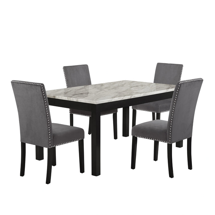 Celeste 64" Dining Table-Espresso/Faux Marble
