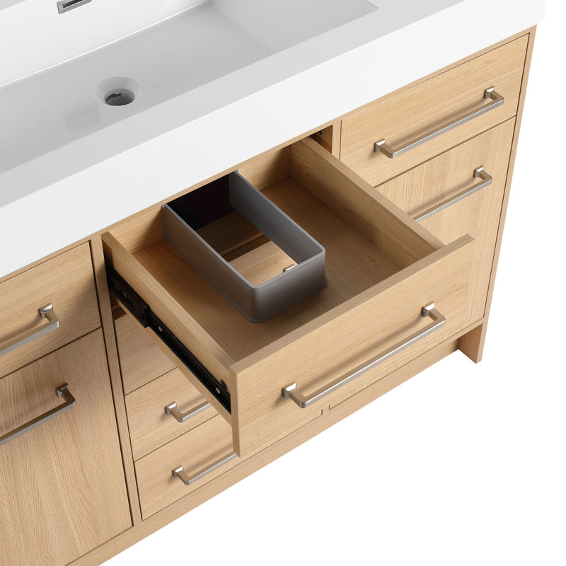 Freestanding Bathroom Vanity With Resin Sink, Soft-Closing Doors And Drawers