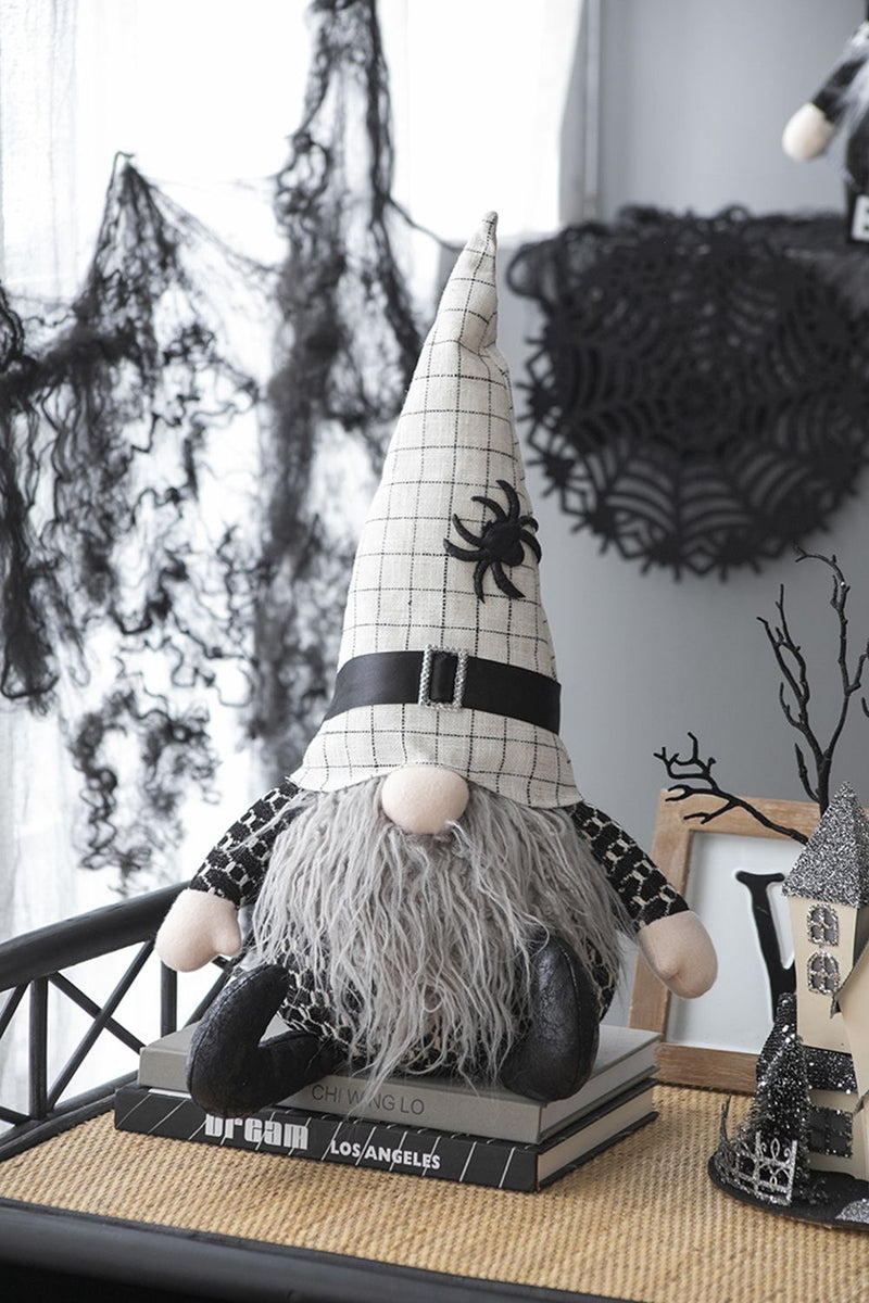 Sitting Gnome With Hat Spider, For Halloween Decor