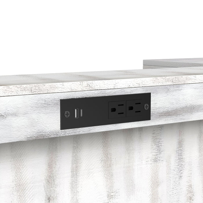 Rogen Rustic - Bar Table With Ice Tray, USB And Power - Rustic White