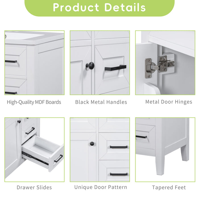 Modern Bathroom Vanity With Sink Combo, 3 Drawers, Undermount Drop-In Sink