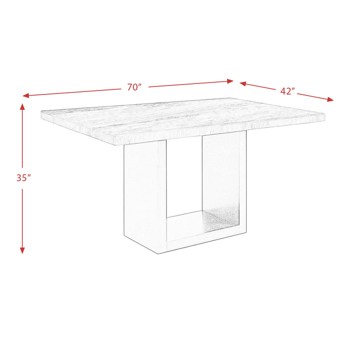 Valentino White 5PC Counter Height Dining Set-Table & Four Blue Chairs