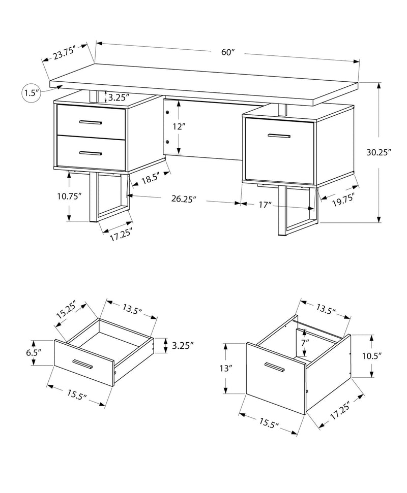 Computer Desk For Home Office, Laptop, Left, Right Set - Up, Storage Drawers, Contemporary & Modern - Black