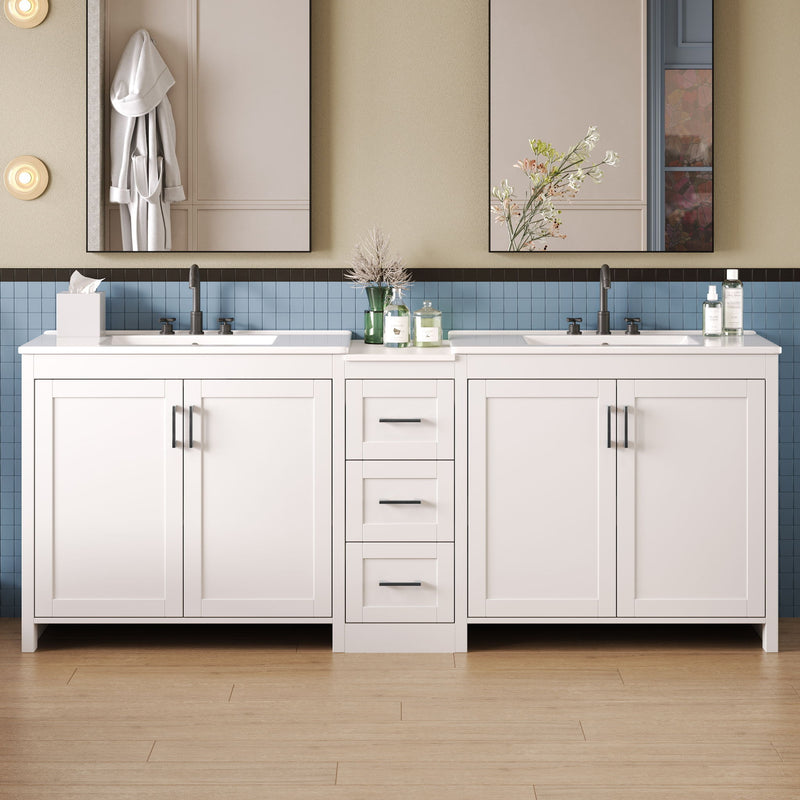 Double Sink Bathroom Vanity With Quartz Countertop
