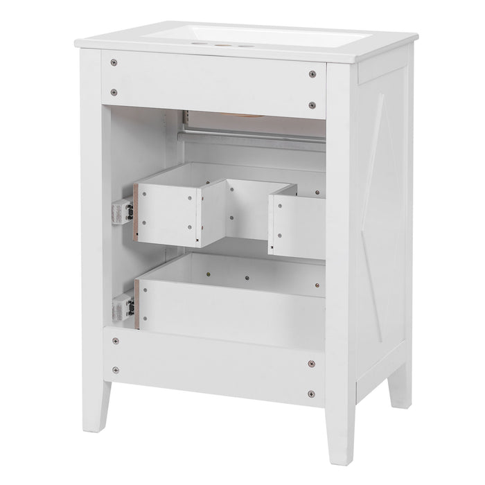 Bathroom Vanity With Sink, Free Standing Single Set, 3 Drawer Storage Cabinet