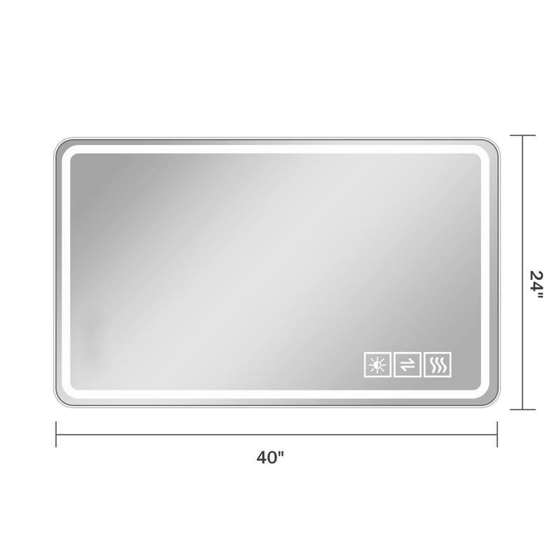 LED Bathroom Mirror Vanity Mirrors With Front Lights Wall Mounted Anti-Fog Frameless Make Up Mirror With Light Copper Free Silver Mirror Horizontal Or Vertical - Silver
