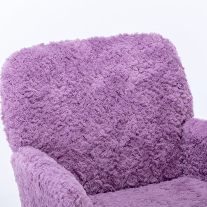 Office Chair, Artificial Rabbit Hair Home Office Chair With Metal Base, Adjustable Desk Chair Swivel Office Chair, Vanity Chair