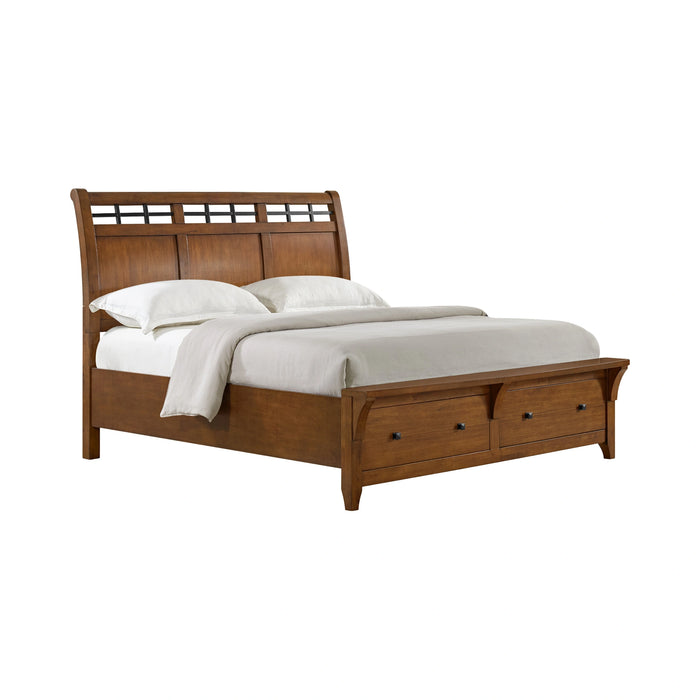 Gage Sleigh Storage Bedroom Set in Chestnut
