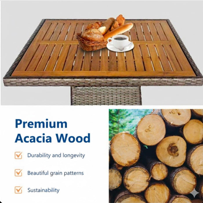 All-Weather Square Rattan Patio Dining Table
