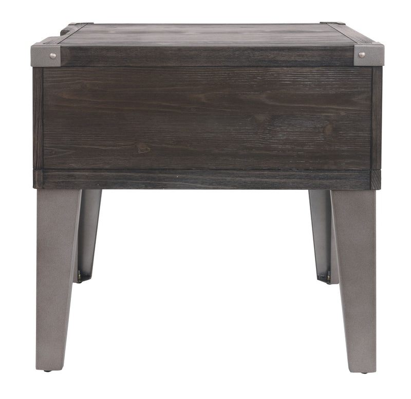 Todoe - Rectangular End Table - Dark Gray