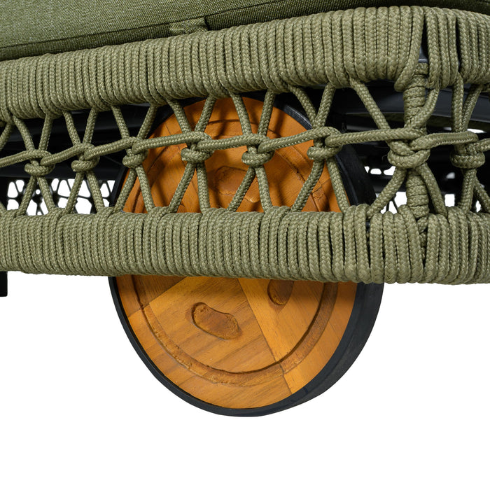 Outdoor Chaise Lounge With Wheels, 5 Position Adjustable Backrest