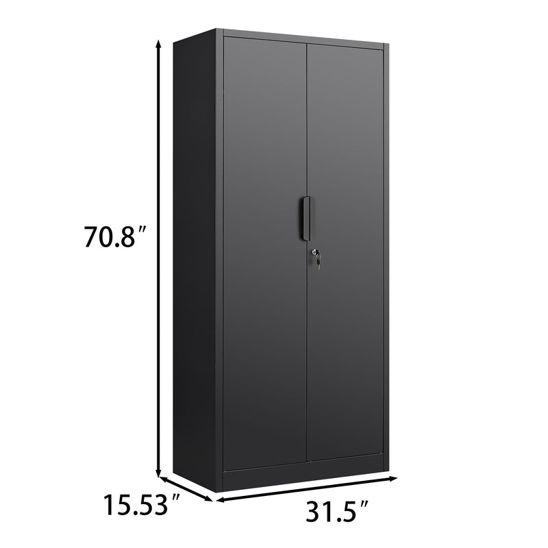 2 Door File Cabinet With Lock, 4 Adjustable Shelves, Heavy-Duty