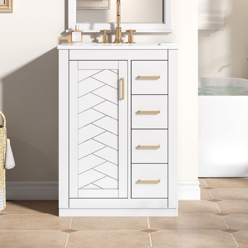 Modern Bathroom Vanity With 1 Door And 3 Drawers