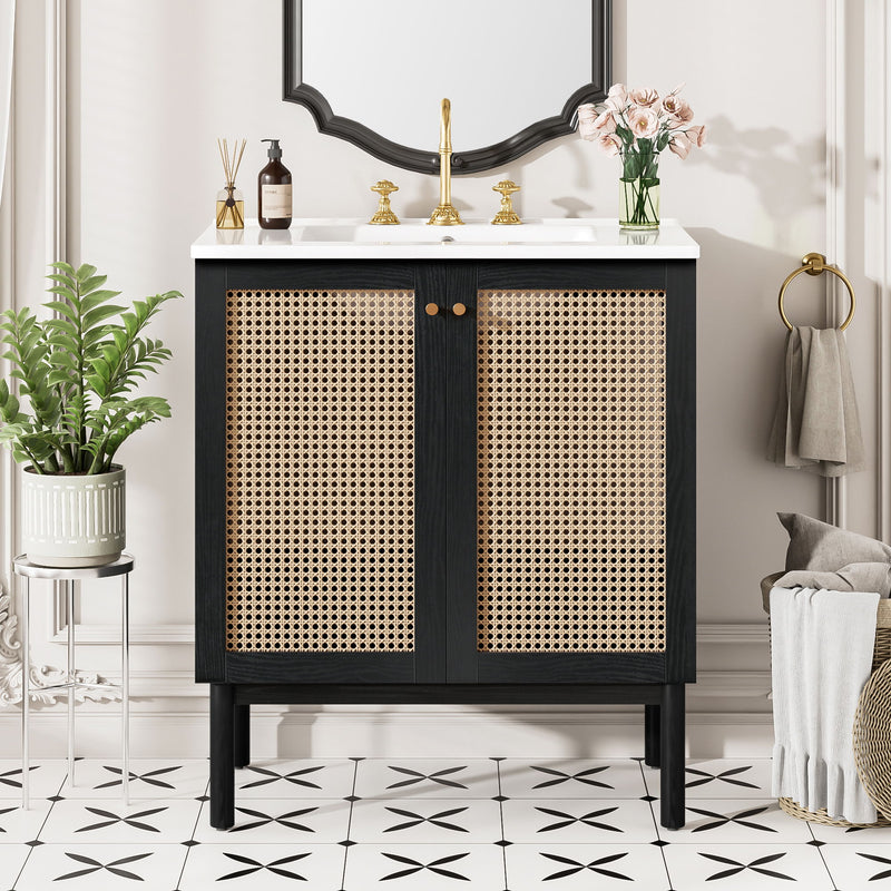 Bathroom Vanity With Soft Closing Mechanism - Black