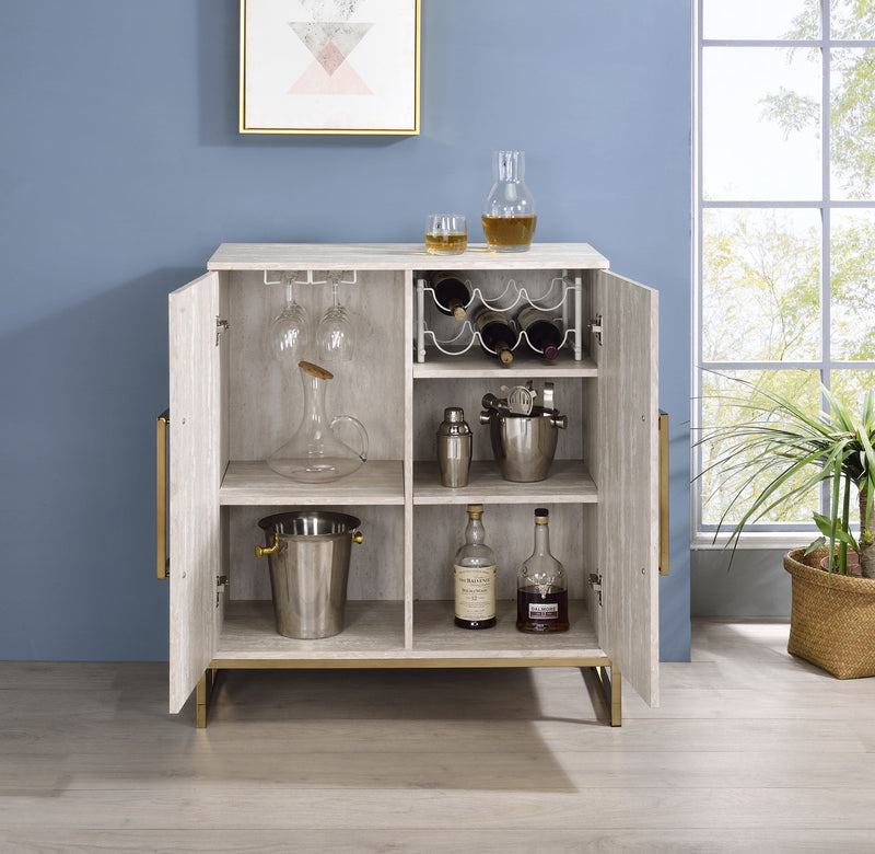 Larkin - Faux Marble Wine Cabinet - Light Gray