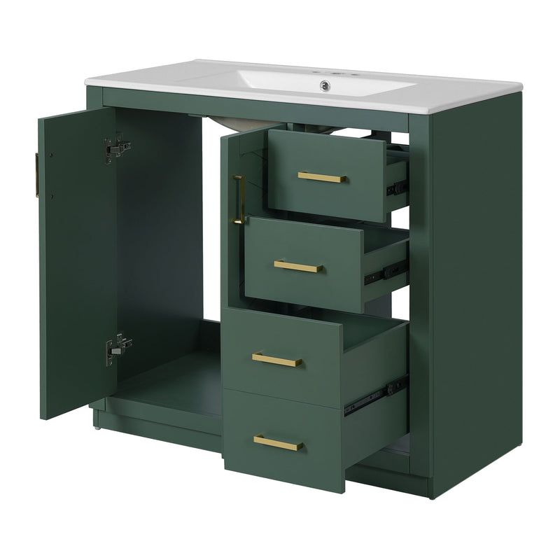 Bathroom Vanity With Sink Combo, Storage Cabinet, Freestanding Set With 3 Drawers & Soft Closing Doors