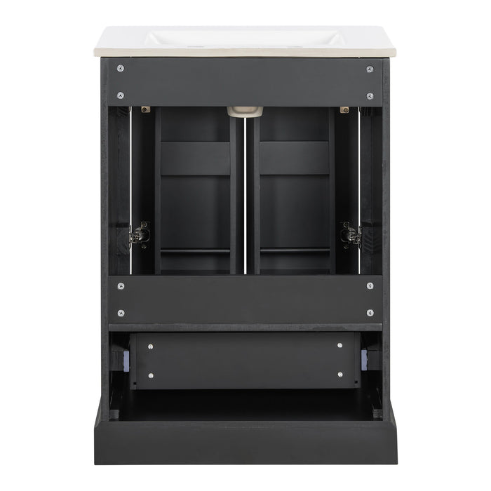 Bathroom Vanity With Sink, 1 Divided Drawer And 2 Soft Close Doors With Double Shelf