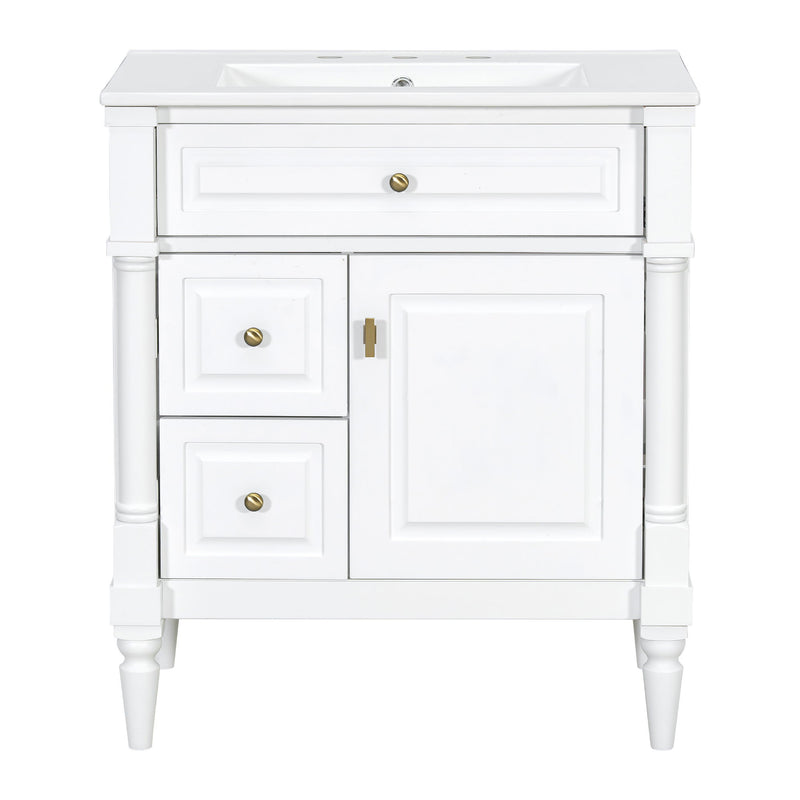 Modern Bathroom Vanity With Sink, Freestanding Cabinet With Flip Drawer & Adjustable Shelf