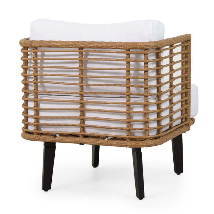 Outdoor Wicker Club Chair With Water Resistant Cushion - Brown