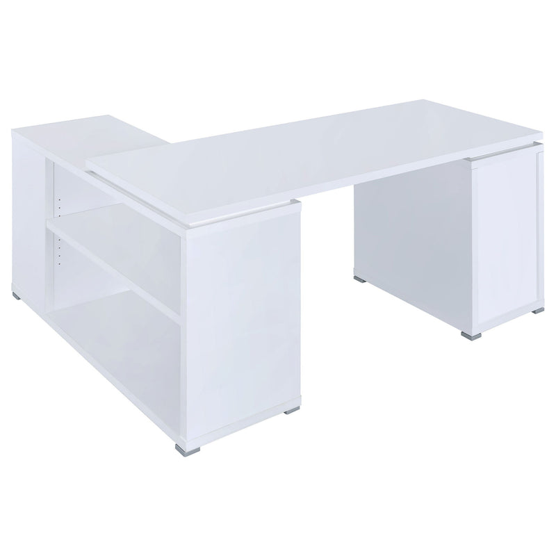 Tona - L-Shape Computer Desk With 3 Drawers And 5 Shelves
