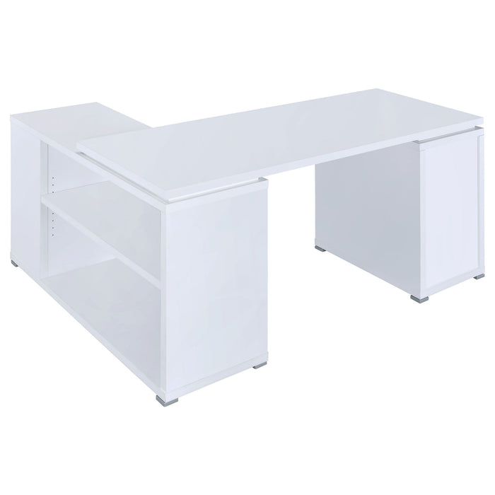 Tona - L-Shape Computer Desk With 3 Drawers And 5 Shelves