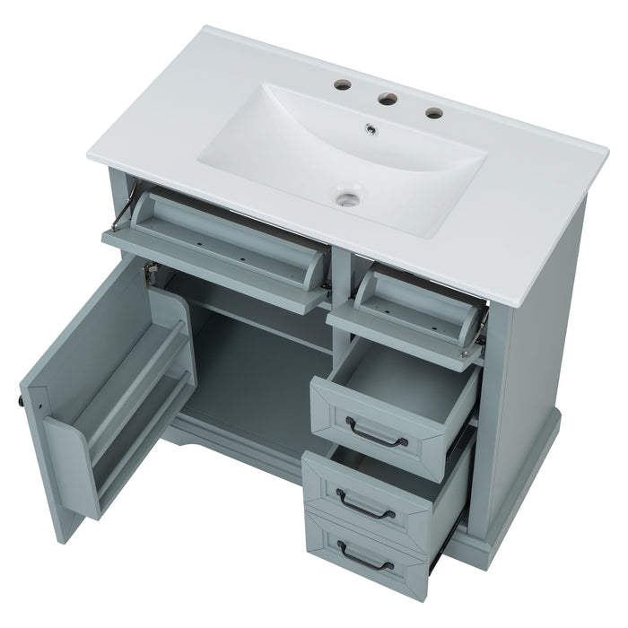 36" Bathroom Vanity With Sink, 2 Tip-Out Drawers, Soft Close Hinges