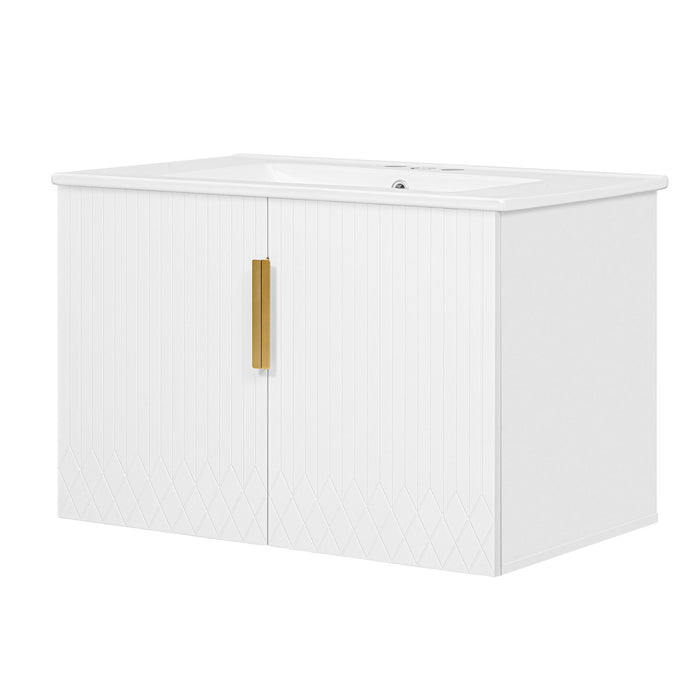 Bathroom Vanity With Sink, Rectangular Storage Cabinet With 2 Soft Closing Doors