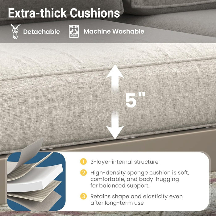 All-Weather Patio Sofa With Cushions, 3 Seat Outdoor Couch