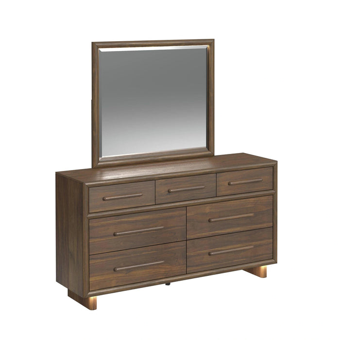 Brisbane Dresser and Mirror Set with LED in Brown
