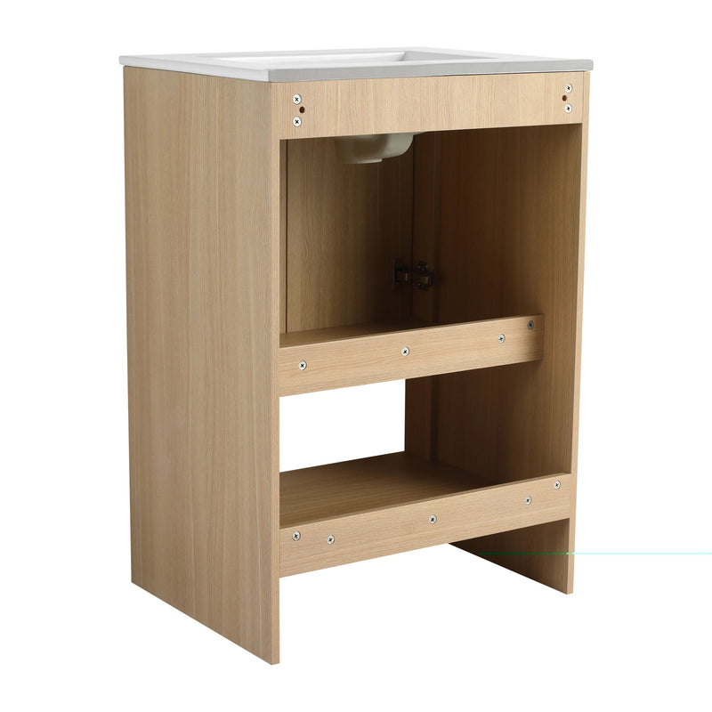 Modern Freestanding Bathroom Vanity With Ceramic Sink And Soft Closing Doors