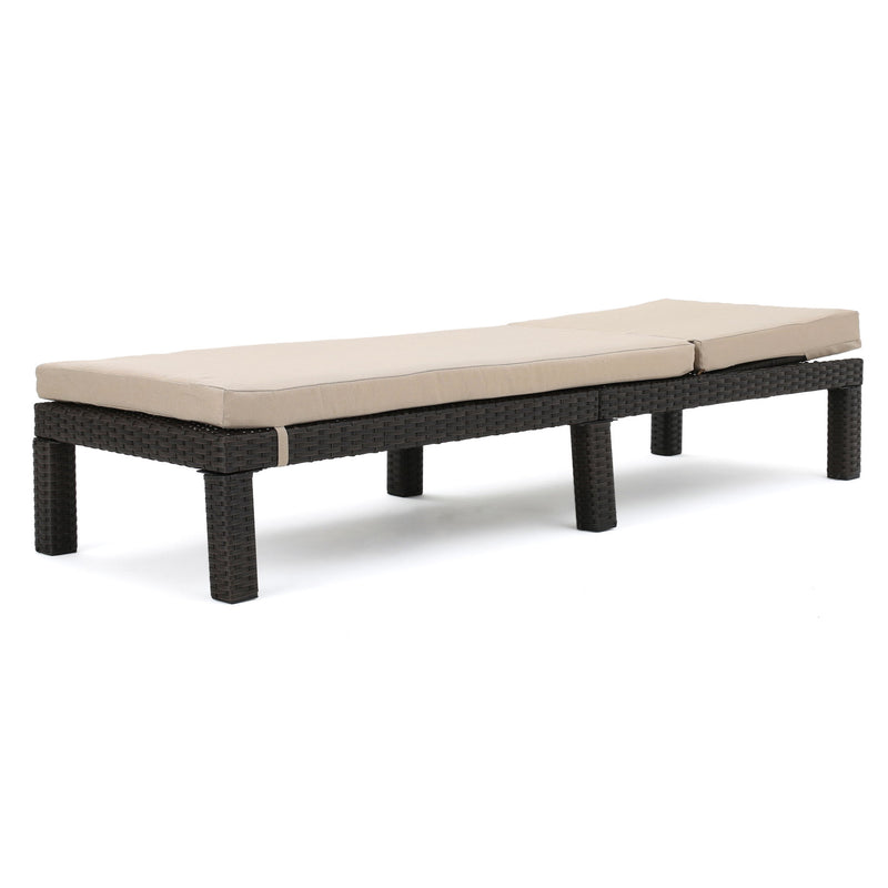 Puerta - Chaise Lounge Frame Cushion Outdoor Wicker Iron - Beige / Dark Brown