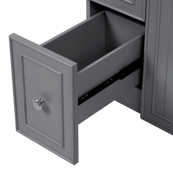 Transitional Style Bathroom Vanity Cabinet With Ceramic Sink