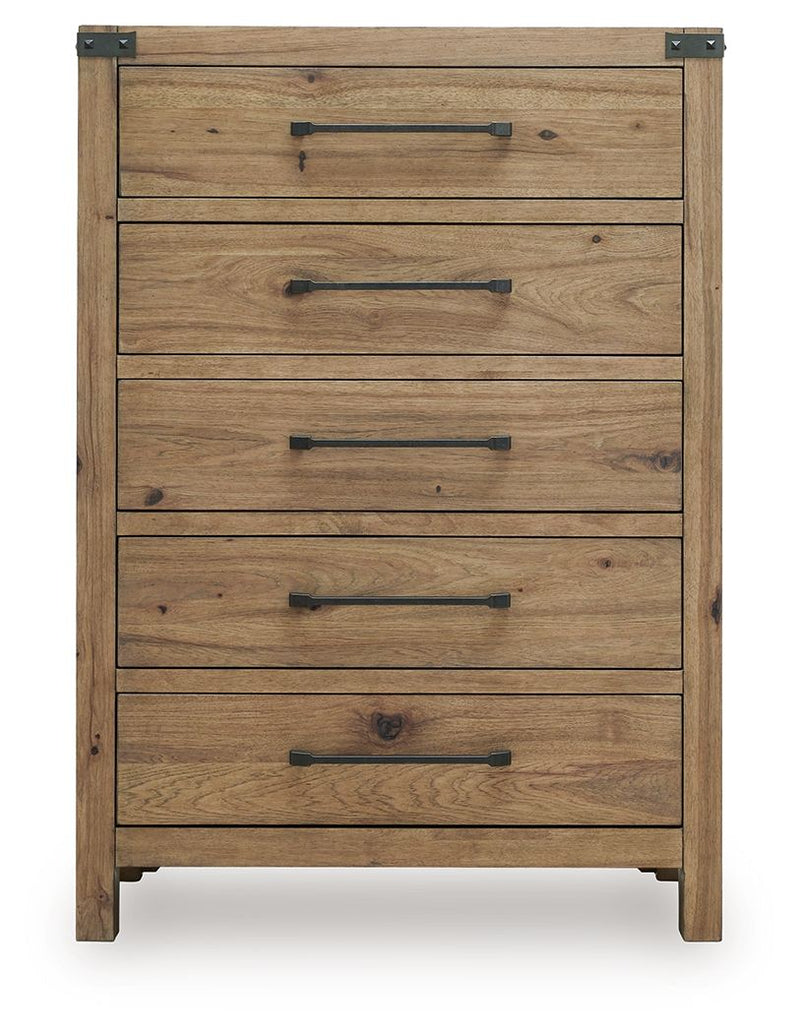 Ridgester - Five Drawer Chest - Light Brown