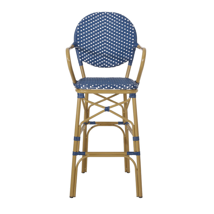 Outdoor Wicker And Aluminum French Barstools (Set of 2)
