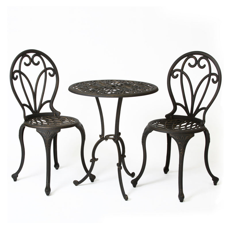 Thomas - 3 Pieces Cast Bistro Set - Black / Gold
